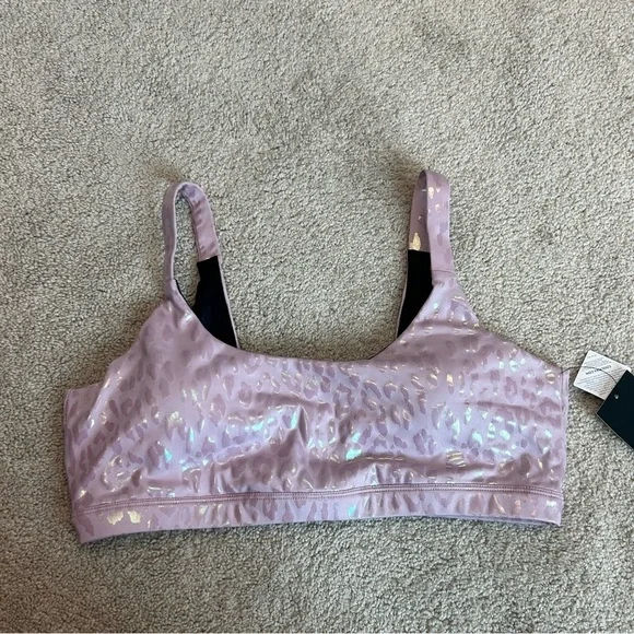 MPG Intuition mauve shadow pearl leopard cheetah sports bra Sz L NWT - Picture 3 of 8